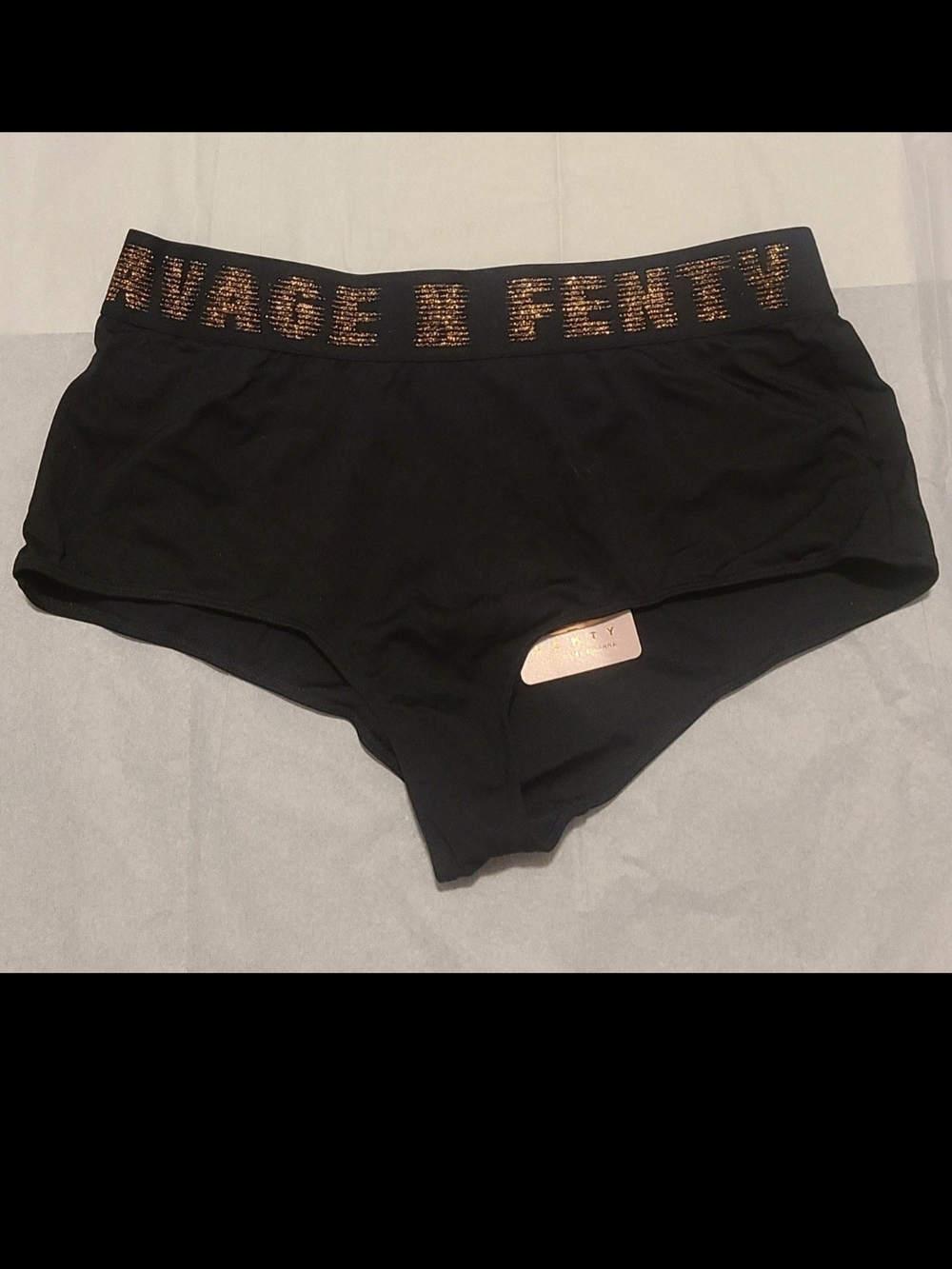 Savage X Fenty Black with Metallic Gold Logo Waist